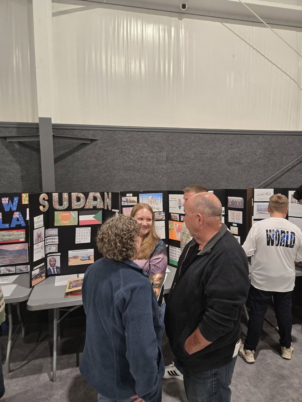 Families viewing student project displays